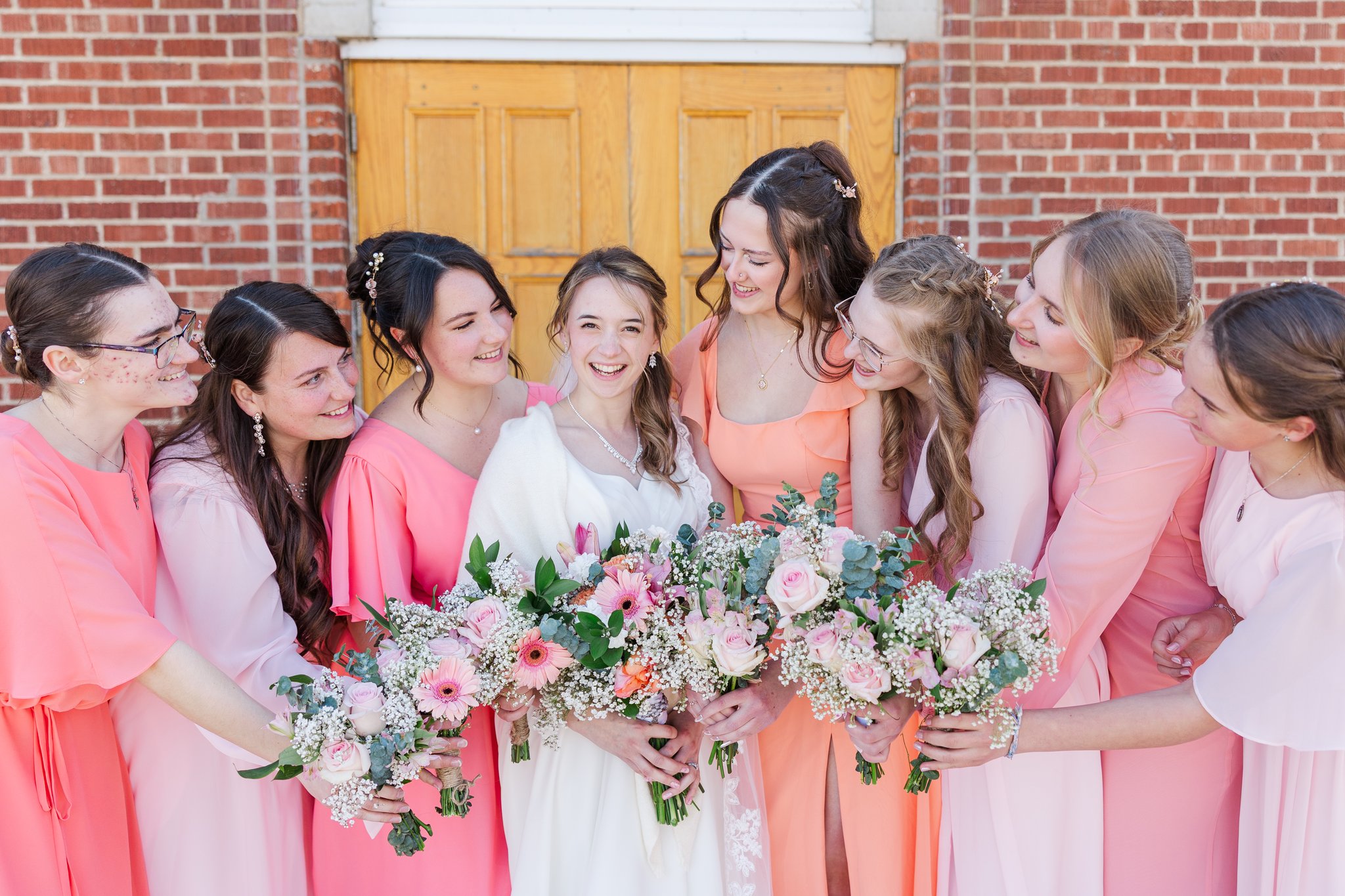 Full bridal party portrait in Alberta winter setting