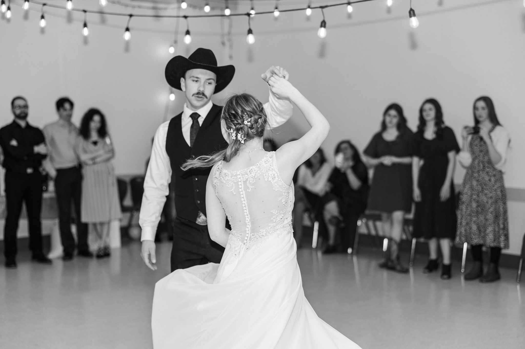 Wide shot of dance floor at wedding reception