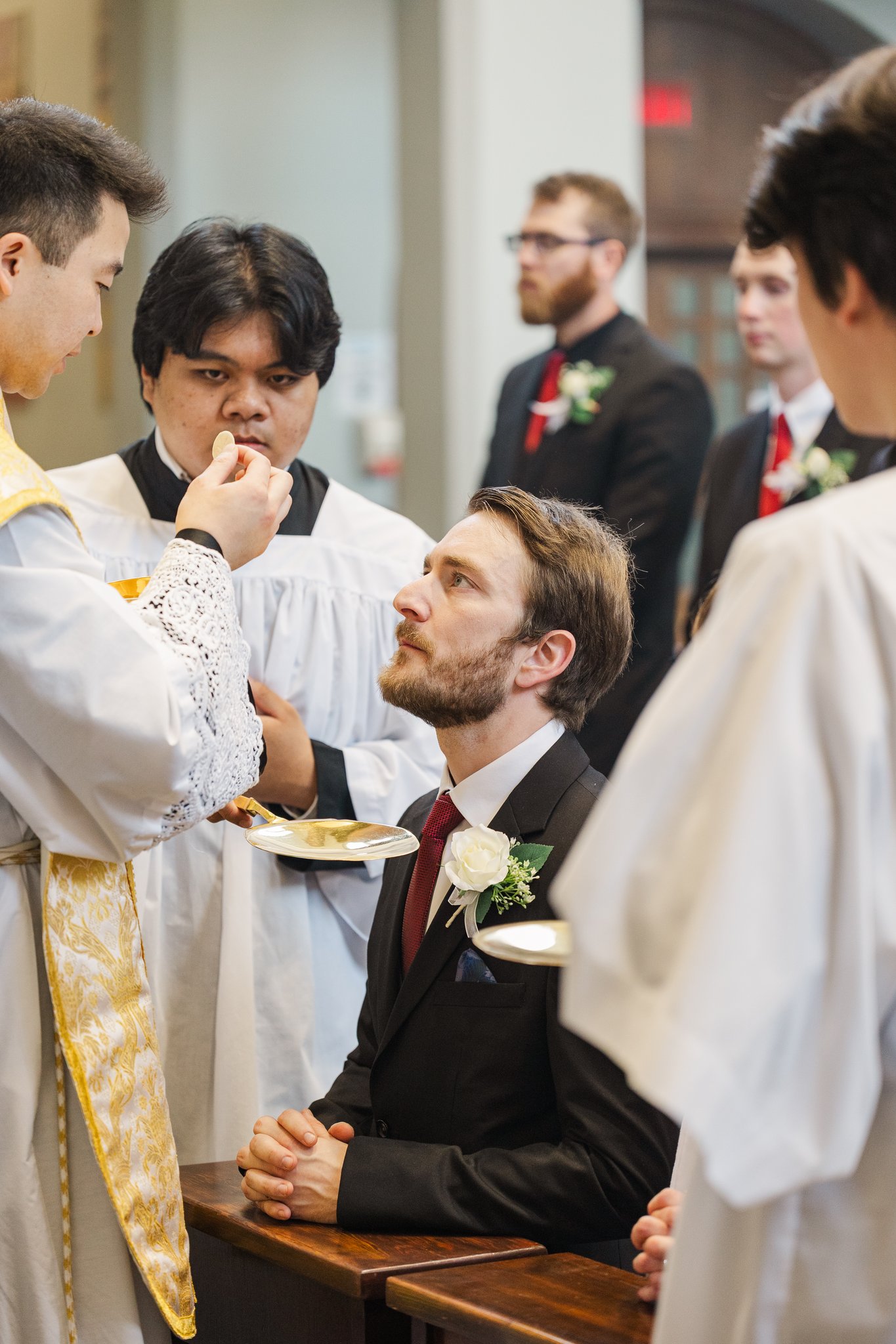 Ceremony detail at St. Mary's Cathedral for Gabriella and Daniel's Alberta wedding
