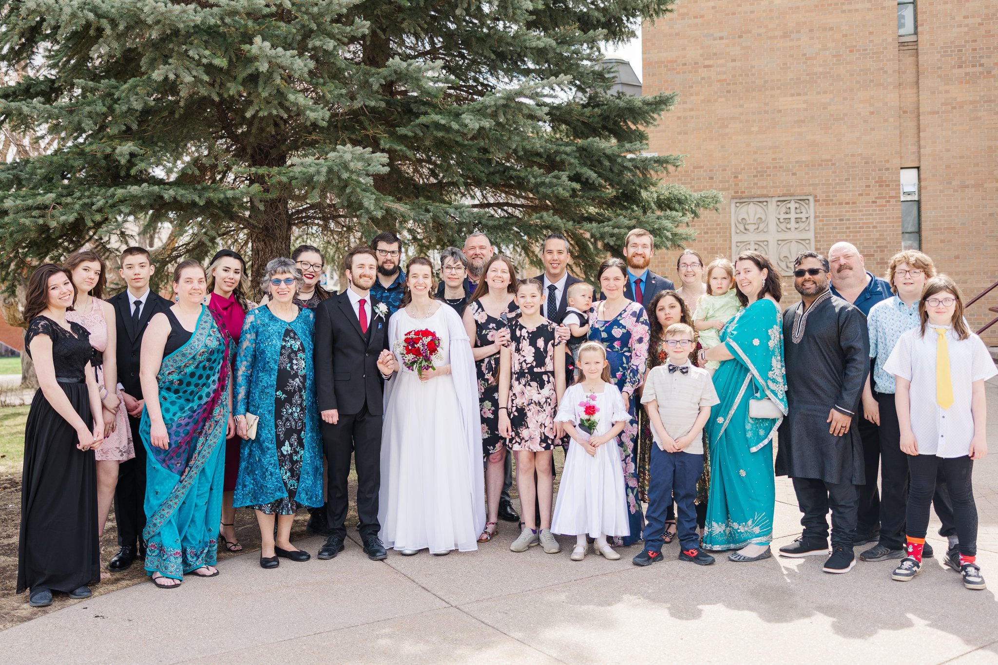 Family portrait at Gabriella and Daniel's wedding in Alberta